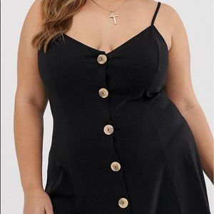 Asos cami swing dress with faux wood buttons